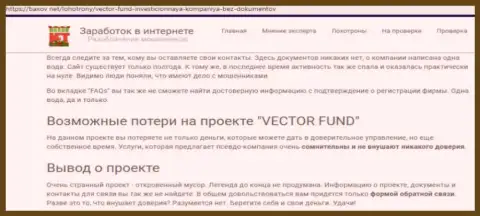 Вектор Фонд - это хайп-компания, взаимодействуя с которой Вы останетесь без финансовых средств (критичный комментарий)