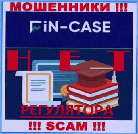 Данные о регулирующем органе компании Fin-Case Com не найти ни у них на веб-портале, ни во всемирной сети интернет