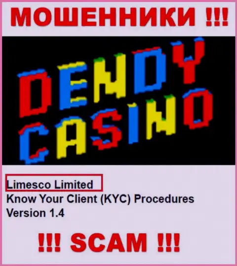 Информация про юридическое лицо кидал Dendy Casino - Лимеско Лтд, не сохранит Вас от их грязных рук