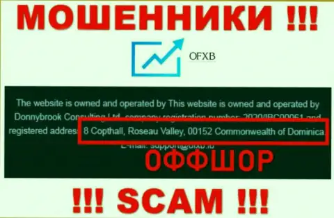Контора Доннибрук Консалтинг Лтд пишет на сервисе, что находятся они в оффшорной зоне, по адресу - 8 Copthall, Roseau Valley, 00152 Commonwealth of Dominica