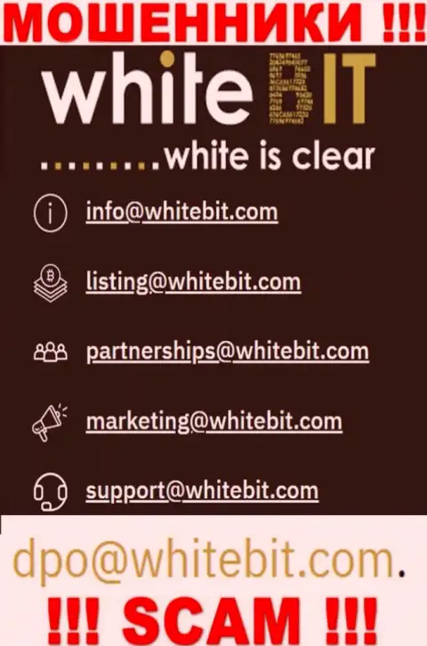 Избегайте всяческих общений с internet мошенниками WhiteBit Com, в т.ч. через их электронный адрес