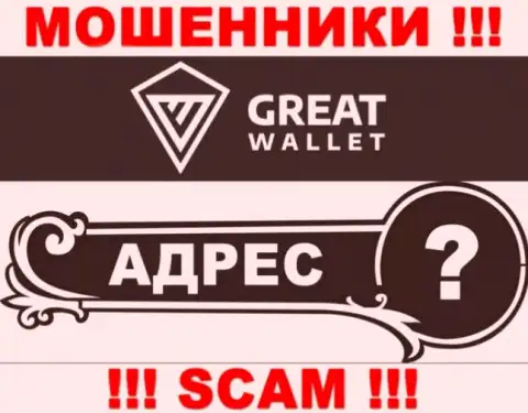 Вы не найдете информации об адресе регистрации организации Great Wallet это ОБМАНЩИКИ !