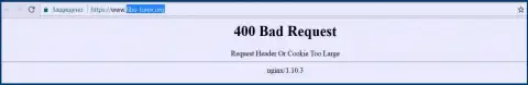 Официальный web-сайт forex компании Fibo Forex несколько дней заблокирован и выдает - 400 Bad Request (ошибка)